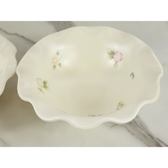 Pfaltzgraff Tea Rose Cereal Fruit Bowl 7" Fluted Pedestal Bowl 80's Stoneware x2 - Picture 9 of 16